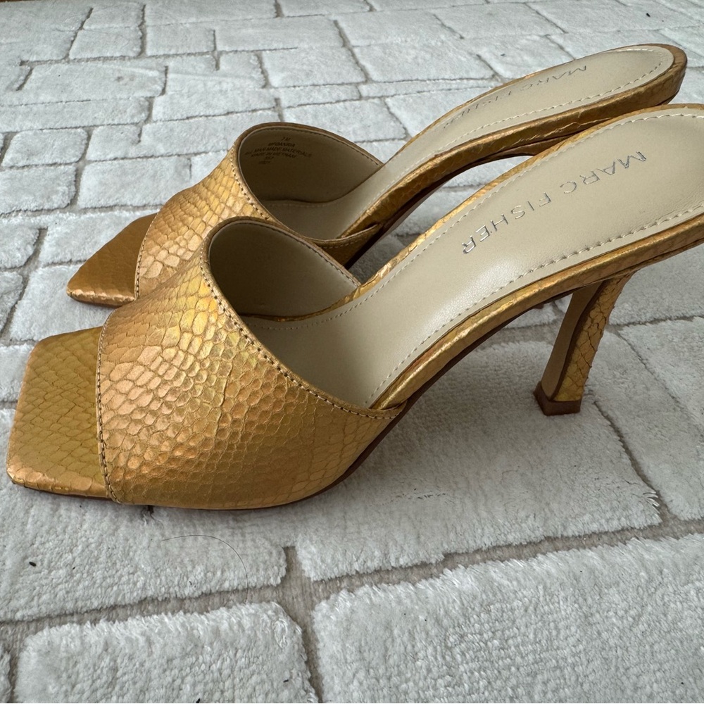 Marc Fisher Gold Textured Women's Heels